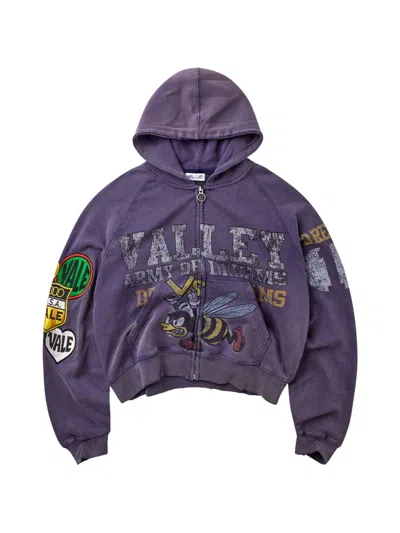 Vale Army Logo-patch Zip-up Hoodie In Purple