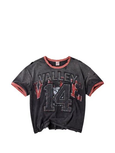 Vale Big Bro Distressed Crystal-embellished T-shirt In Black