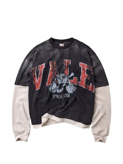 Vale Big Brother Layered-sleeve Sweater In Black