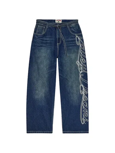 Vale Big Stitch Jeans In Blue