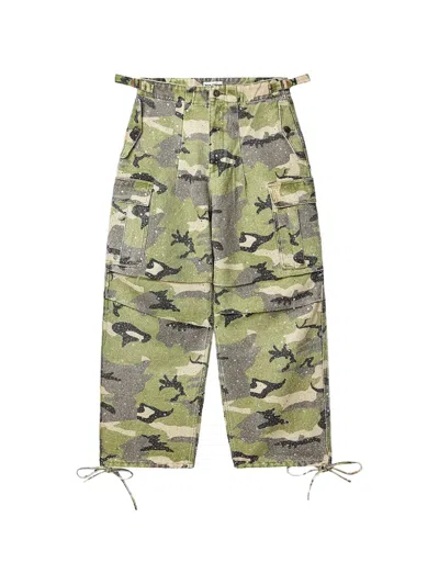Vale Crystal Camouflage Cargo Trousers In Gray