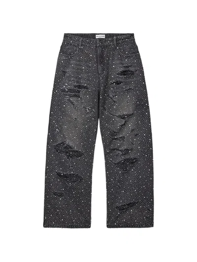 Vale Crystal Rain Distressed Jeans In Black