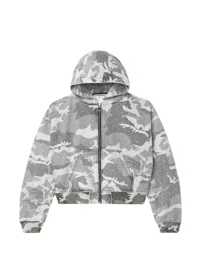 Vale Crystal-embellished Camouflage-print Hoodie In Gray