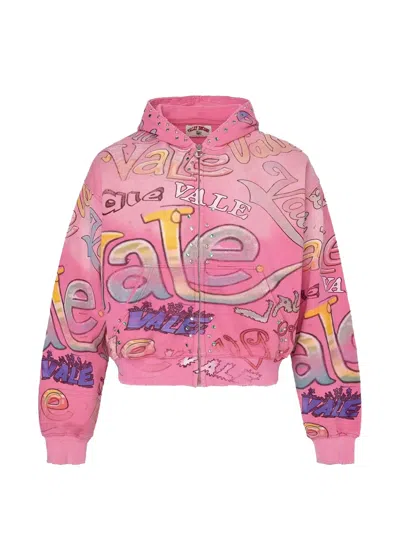 Vale Crystal-embellished Graffiti-print Hoodie In Pink