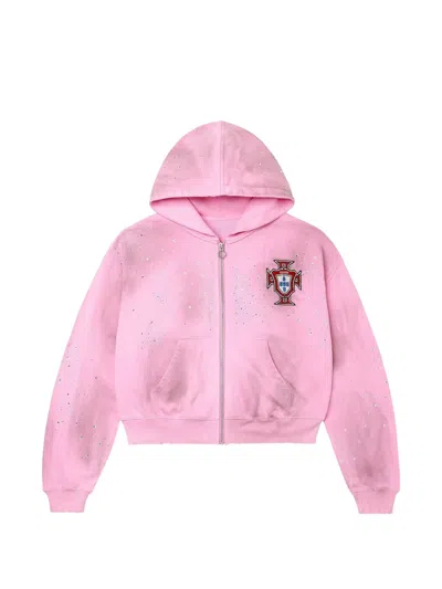Vale Crystal-embellished Graphic-print Hoodie In Pink