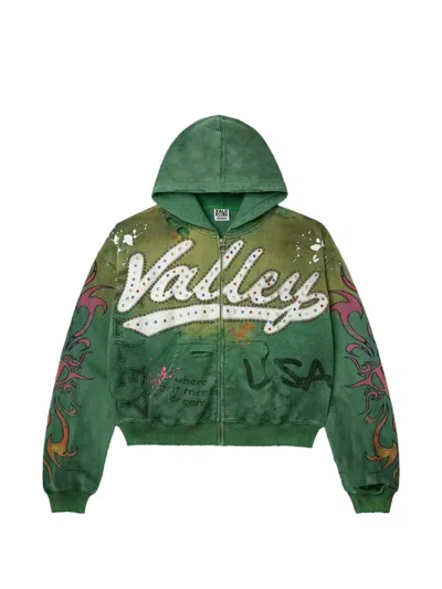 Vale Crystal-embellishment Hoodie In Green