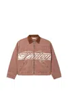 Vale Cursive Trucker Jacket In Neutral