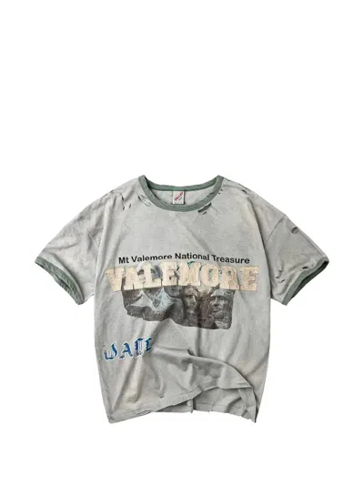 Vale Distressed Graphic-print T-shirt In Gray