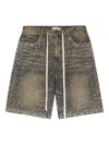 Vale Rhinestone-embellished Denim Shorts In Brown
