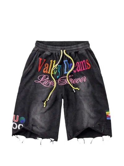 Vale Dreams Embroidered Track Shorts In Black