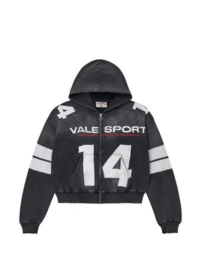 Vale Faded-effect Zip-up Hoodie In Gray
