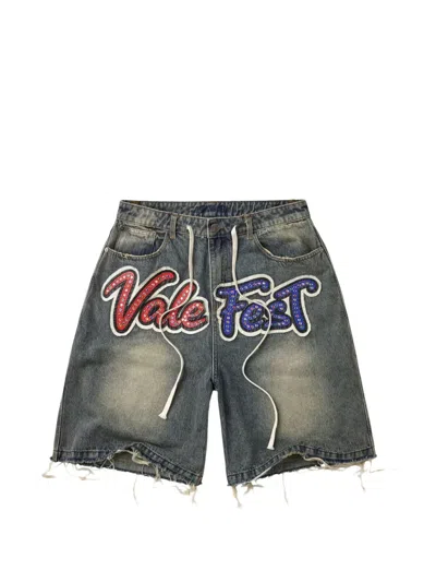 Vale Fest Crystal-embellished Denim Shorts In Blue