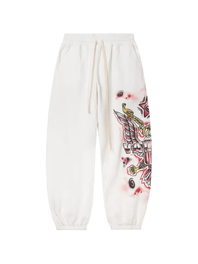 Vale Flag Printed Track Pants In White