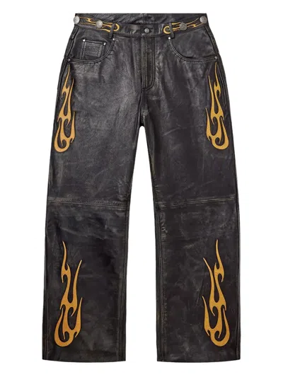 Vale Flame Leather Trousers In Black