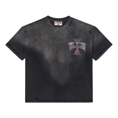 Vale Chopper Distressed-effect Cotton T-shirt In Black