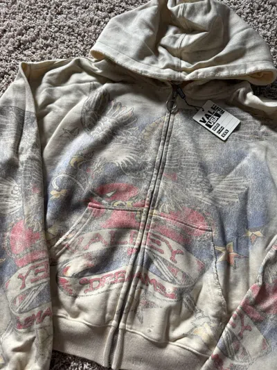 Pre-owned Vale Forever Cream Nostalgia Zip Up Hoodie Valley Dreams In Sand
