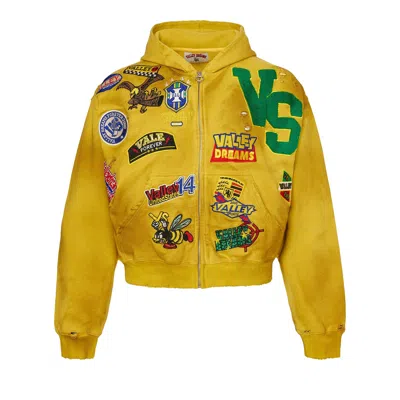Pre-owned Vale Forever Doodle Zip Up 'yellow' | Men's Size M
