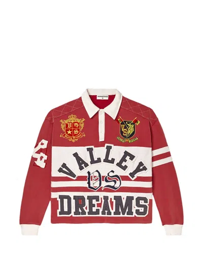 Vale Forever Dreams Rugby Embroidered Polo Shirt In Red