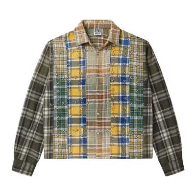 Pre-owned Vale Forever Earth Day Flannel 'green/patchwork' | Men's Size M