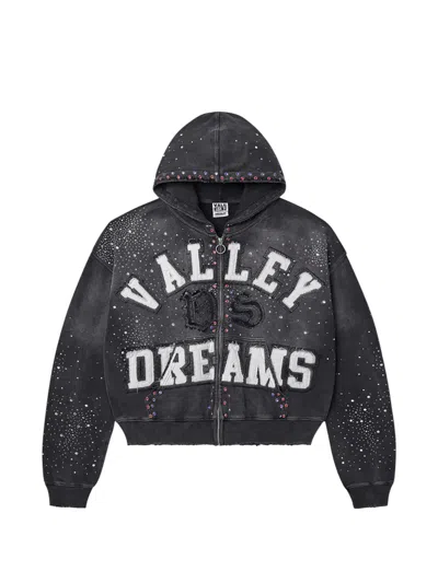 Vale Forever Embellished Zip-up Hoodie In Black