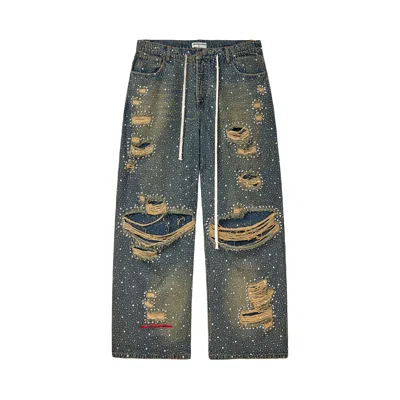Pre-owned Vale Forever Iced Out Denim 'dest/blue' | Men's Size 34