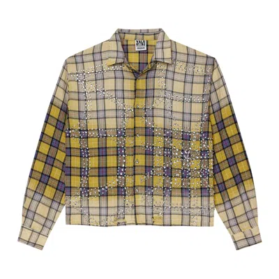 Pre-owned Vale Forever Lemonhead Flannel 'yellow/blue' | Men's Size L