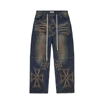 Pre-owned Vale Forever Motocroxxx Denim 'rinsed/midwash' | Blue | Men's Size 34