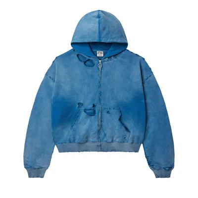 Pre-owned Vale Forever Ocean Destroyer Zip Up Hoodie 'ocean' | Blue | Men's Size Xl