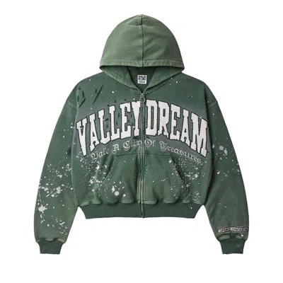 Pre-owned Vale Forever Paint Zip Up Hoodie 'pine' | Green | Men's Size Xxl