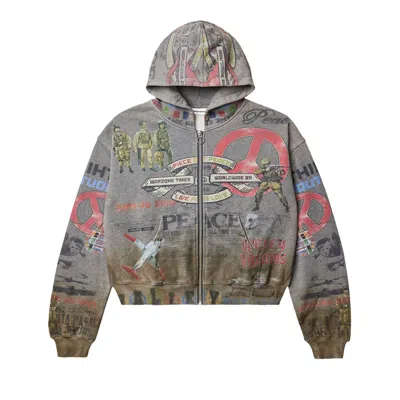 Pre-owned Vale Forever Peace Zip Up Hoodie 'dirty Grey' | Men's Size Xxl In Gray