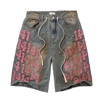 Pre-owned Vale Forever Pink Charm Jorts 'mid Wash' | Blue | Men's Size 32