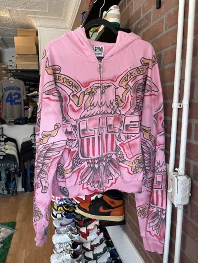 Pre-owned Vale Forever Pink Flag Zip Up Hoodie