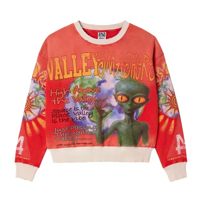 Pre-owned Vale Forever Red Alien Crewneck 'orange' | Men's Size L