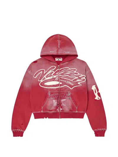 Vale Forever Religion Distressed-effect Hoodie In Red