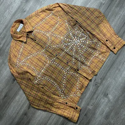 Pre-owned Vale Forever Rhinestone Flannel In Orange