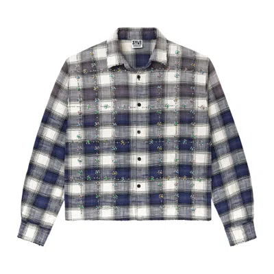Pre-owned Vale Forever Sky Gems Flannel 'navy' | Blue | Men's Size Xl