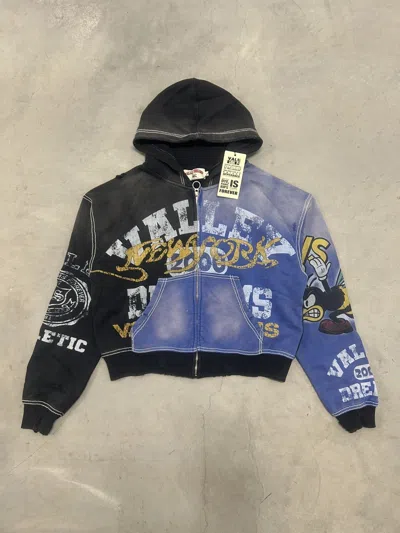 Pre-owned Vale Forever Valley Dreams Black Blue Bipolar Zip Up Hoodie