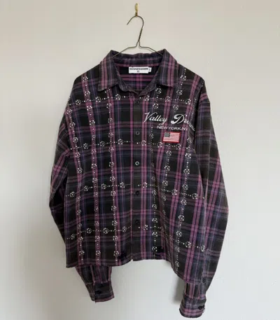 Pre-owned Vale Forever Valley Dreams Rhinestone Flannel In Purple