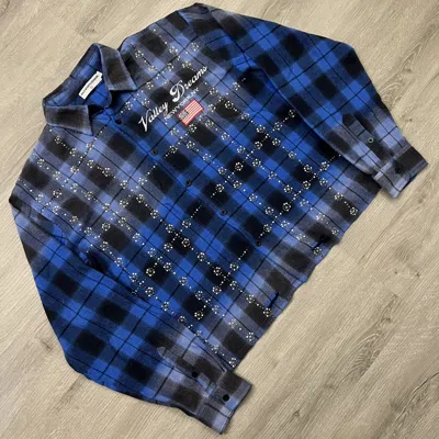 Pre-owned Vale Forever Valley Dreams Rhinestone Flannel In Blue