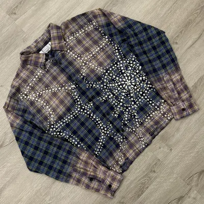 Pre-owned Vale Forever Valley Dreams Rhinestone Flannel In Blue