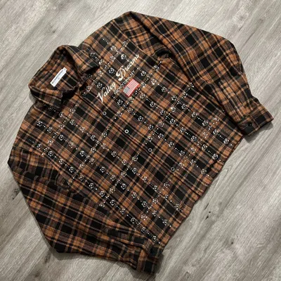 Pre-owned Vale Forever Valley Dreams Rhinestone Flannel In Brown