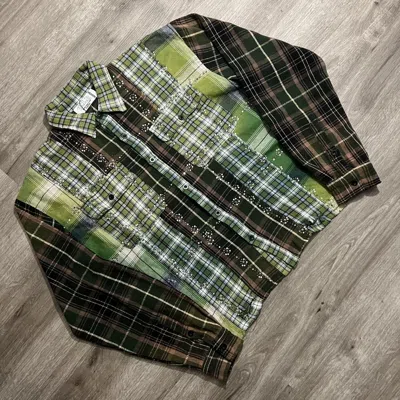 Pre-owned Vale Forever Valley Dreams Rhinestone Flannel In Green