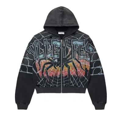 Pre-owned Vale Forever Widow Big Zip Up Hoodie 'black' | Men's Size L