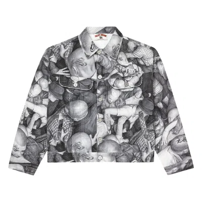 Pre-owned Vale Forever X  X Dan Witz Moshpit Trucker Jacket 'white' | Men's Size S