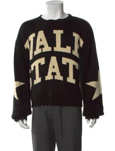 Pre-owned Vale Graphic Print Crew Neck Pullover In Black