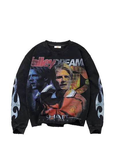 Vale Graphic-print Distressed Sweatshirt In Black