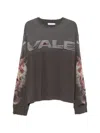 Vale Graphic-print Distressed Top In Gray