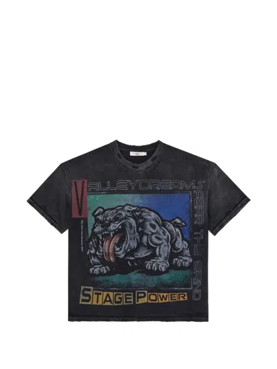 Vale Graphic-print Distressed T-shirt In Black