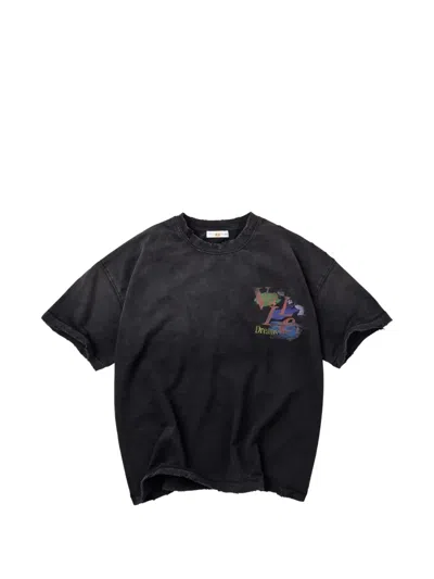 Vale Graphic-print Distressed T-shirt In Black