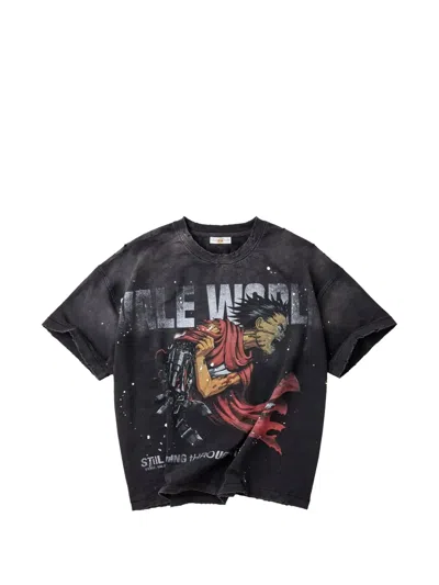Vale Graphic-print Distressed T-shirt In Black
